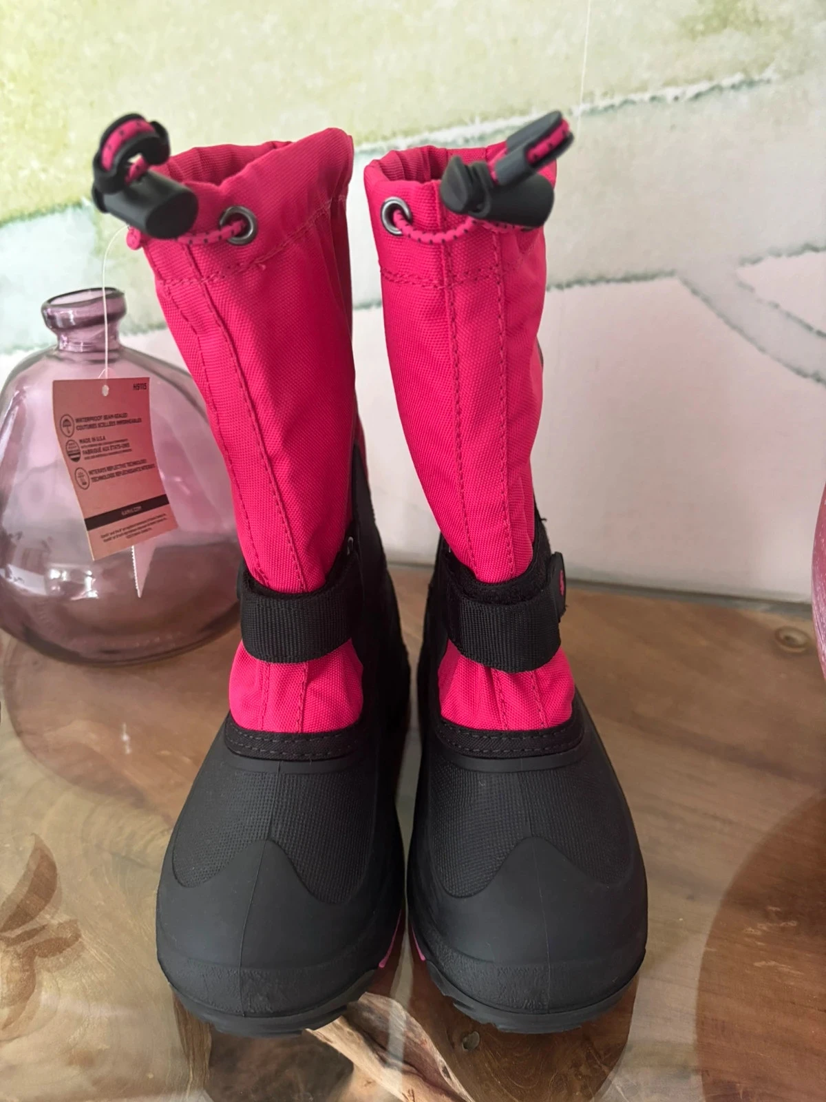 Botas de neve Kamik rosa escuro para meninas, tamanho 32, pós-esqui – photo 3
